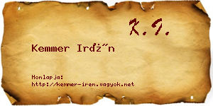 Kemmer Irén névjegykártya